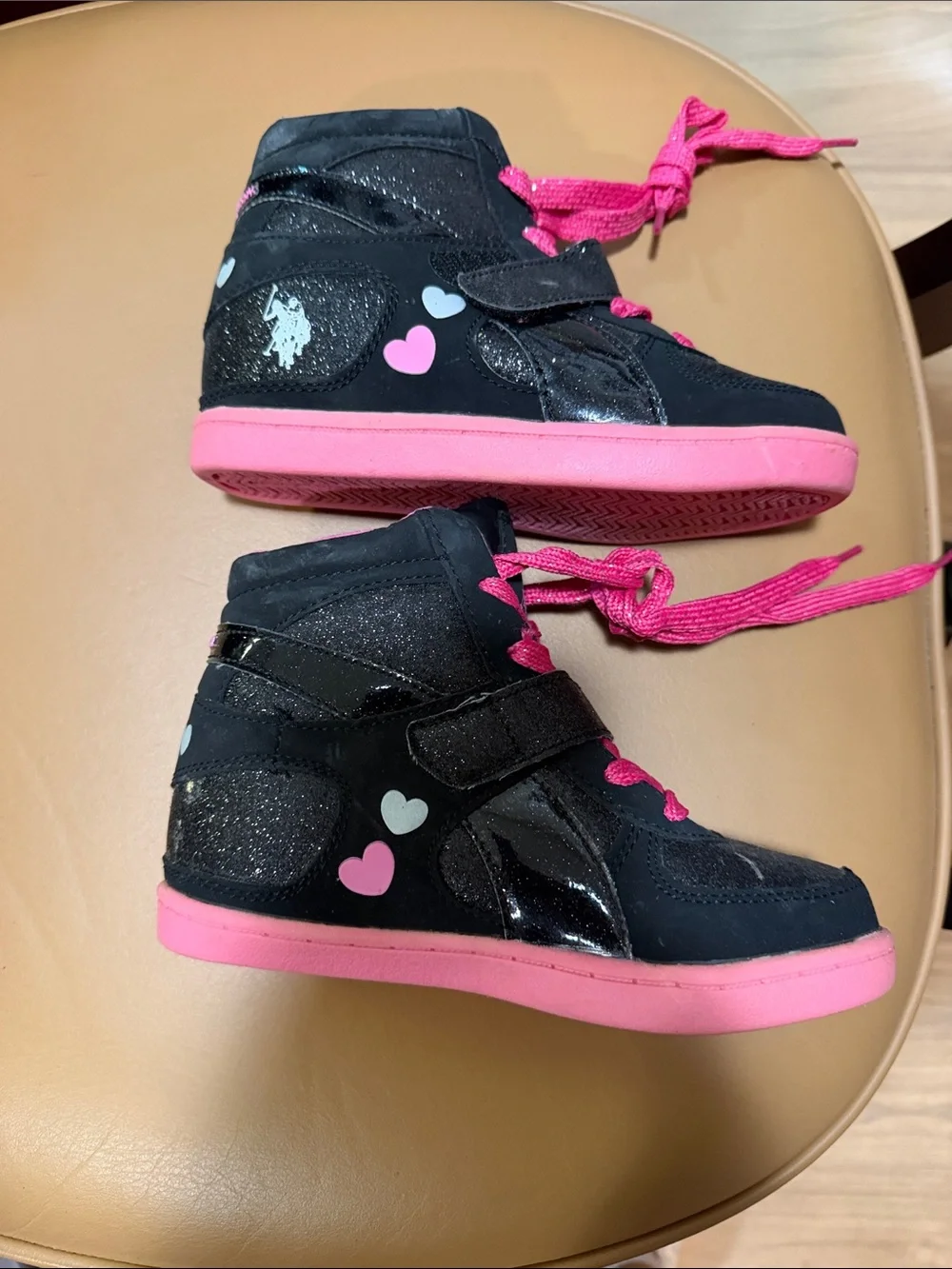 U.S. Polo Assn. Girls Black & Hot Pink High-Top Sneakers